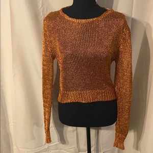 Metallic orange/copper knit sweater or cover-up